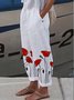 Pantalons Femmes Décontracté Floral Toutes Les Saisons Vacances Bande Élastique Coton Et Lin Pantalon navet Long Ligne T