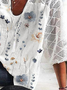 Chemises Floral Printemps / Automne en Lin en Lin Aucune élasticité Quotidien Manches 3/4 Droit Dentelle pour Femmes