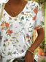 T-shirts Décontracté Floral Été Polyester Quotidien Ample Manches Courtes Régulier Droit pour Femmes