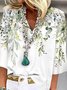 Chemises Décontracté Floral Printemps / Automne Polyester Col V Micro-élasticité Meilleure vente Manches 3/4 Régulier pour Femmes