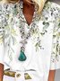 Chemises Décontracté Floral Printemps / Automne Polyester Col V Micro-élasticité Meilleure vente Manches 3/4 Régulier pour Femmes