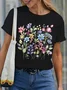 T-shirts Décontracté Floral Été Aucune élasticité Quotidien Coupe Régulière Manches Courtes Col Rond Droit pour Femmes