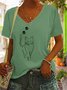 T-shirts Décontracté Été Chat Coton Micro-élasticité Quotidien Ample Régulier Droit pour Femmes