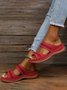 Sandales Antidérapantes Géométrique Rétro Été Brodé Respirable Talon de Bloc PU à Enfiler Polyuréthane pour Femmes