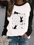 Sweat-shirts Décontracté Printemps / Automne Chat Polyester Quotidien Manches Longues Col Rond Droit Régulier pour Femmes