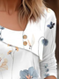 T-shirts Décontracté Floral Printemps / Automne Tricoté Micro-élasticité Manches Longues Régulier Droit Régulier pour Femmes