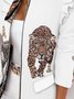 Blazers Décontracté tigre Printemps / Automne Zip Col Montant Naturel Meilleure vente Manches trois quarts Régulier pour Femmes