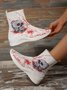 Bottes-chaussettes Automne Toussaint Fête à Talon Plat Bout Rond Tissu de Maille Tissu Meilleure vente à Enfiler pour Femmes