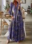 Robes Femmes Floral Boho Printemps / Automne Col V Taille Haute Manches Longues Trapèze Régulier Non