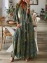 Robes Femmes Floral Boho Printemps / Automne Col V Taille Haute Manches Longues Trapèze Régulier Non