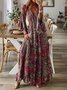 Robes Femmes Floral Boho Printemps / Automne Col V Taille Haute Manches Longues Trapèze Régulier Non