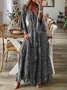 Robes Femmes Floral Boho Printemps / Automne Col V Taille Haute Manches Longues Trapèze Régulier Non