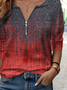 Chemises Décontracté Printemps / Automne Motif dégradé Polyester Col V Naturel Ample Manches Longues Droit pour Femmes