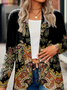 Kimono Décontracté Ethnique Printemps / Automne Quotidien Jersey Manches Longues Mi-long Droit de Grande Taille Pour Grande taille