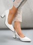 Appartements Femmes Plain Toutes Les Saisons Simple Quotidien Talon de Bloc PU Caoutchouc à Enfiler Chaussures à Tige Basse