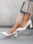 Appartements Femmes Plain Toutes Les Saisons Simple Quotidien Talon de Bloc PU Caoutchouc à Enfiler Chaussures à Tige Basse