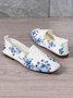 Profond bouche Unique Chaussures Femmes Décontracté Floral Toutes Les Saisons Imprimé à Talon Plat Bout Carré Standard à Enfiler Chaussures à bouche profonde