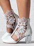 Mode Bottes Femme Floral Automne Fête Joint Fendu Quotidien Bout Fermé PU Meilleure vente Bottes Formelles