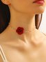 Collier Floral Toutes Les Saisons Élégant Fête Métal Collier Ras du Cou pour Femmes
