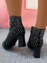 Mode Bottes Femme Plain Automne Fête Zip Talon de Bloc Bout Fermé Faux Suède Standard Bottes Formelles