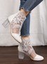 Mode Bottes Femme Floral Automne Fête Joint Fendu Quotidien Bout Fermé PU Meilleure vente Bottes Formelles