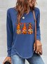 T-shirts Décontracté Printemps / Automne Toussaint Polyester Boutonné Ample Manches Longues Col Rond Régulier pour Femmes