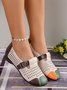 Profond bouche Unique Chaussures Rétro Bloc de Couleur Toutes Les Saisons Joint Fendu Respirable Quotidien Bout Rond PU Rétro Style pour Femmes