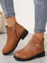 Bottes Rétro Plain Automne Quotidien Boucle Talon Bas Bout Fermé PU PU pour Femmes