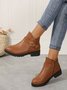 Bottes Rétro Plain Automne Quotidien Boucle Talon Bas Bout Fermé PU PU pour Femmes