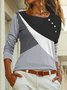 Chemises Décontracté Bloc de Couleur Printemps / Automne Tricoté Micro-élasticité Quotidien Ample Manches Longues Régulier pour Femmes