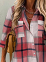Chemises Femmes Décontracté Printemps / Automne Plaid Polyester Quotidien Ample Manches Longues Droit Col de Chemise