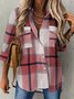 Chemises Femmes Décontracté Printemps / Automne Plaid Polyester Quotidien Ample Manches Longues Droit Col de Chemise