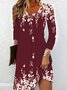 Robes Femmes Décontracté Floral Printemps / Automne Naturel Mi-longue Droit Régulier Élasticité moyenne Non Ceinture