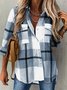 Chemises Femmes Décontracté Printemps / Automne Plaid Polyester Quotidien Ample Manches Longues Droit Col de Chemise