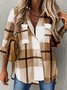 Chemises Femmes Décontracté Printemps / Automne Plaid Polyester Quotidien Ample Manches Longues Droit Col de Chemise