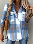 Chemises Femmes Décontracté Printemps / Automne Plaid Polyester Quotidien Ample Manches Longues Droit Col de Chemise