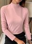 T-shirts Décontracté Plain Printemps / Automne Tricoté Coupe Régulière chaleur Régulier Élasticité moyenne Faux Col pour Femmes