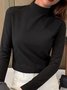T-shirts Décontracté Plain Printemps / Automne Tricoté Coupe Régulière chaleur Régulier Élasticité moyenne Faux Col pour Femmes