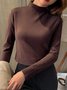 T-shirts Décontracté Plain Printemps / Automne Tricoté Coupe Régulière chaleur Régulier Élasticité moyenne Faux Col pour Femmes