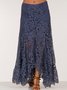 Jupes Boho Printemps / Automne Dentelle Polyester Naturel Quotidien Ample Dentelle Maxi pour Femmes