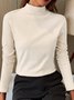 T-shirts Décontracté Plain Printemps / Automne Tricoté Coupe Régulière chaleur Régulier Élasticité moyenne Faux Col pour Femmes