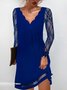 Robes Décontracté Plain Printemps / Automne Polyester Col V Quotidien Droit Maille Non pour Femmes