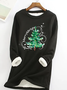 Sweat-shirts Décontracté Hiver Noël Micro-élasticité Quotidien Noël Manches Longues Col Rond en Mélangé de Coton pour Femmes