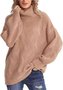 Pulls Femmes Rayé Décontracté Hiver Poids lourd Coupe Régulière Col Roulé Laine/Tricot Droit Élasticité moyenne