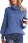 Pulls Femmes Rayé Décontracté Hiver Poids lourd Coupe Régulière Col Roulé Laine/Tricot Droit Élasticité moyenne