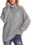 Pulls Femmes Rayé Décontracté Hiver Poids lourd Coupe Régulière Col Roulé Laine/Tricot Droit Élasticité moyenne