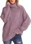 Pulls Femmes Rayé Décontracté Hiver Poids lourd Coupe Régulière Col Roulé Laine/Tricot Droit Élasticité moyenne