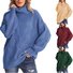 Pulls Femmes Rayé Décontracté Hiver Poids lourd Coupe Régulière Col Roulé Laine/Tricot Droit Élasticité moyenne
