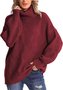 Pulls Femmes Rayé Décontracté Hiver Poids lourd Coupe Régulière Col Roulé Laine/Tricot Droit Élasticité moyenne