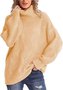 Pulls Femmes Rayé Décontracté Hiver Poids lourd Coupe Régulière Col Roulé Laine/Tricot Droit Élasticité moyenne